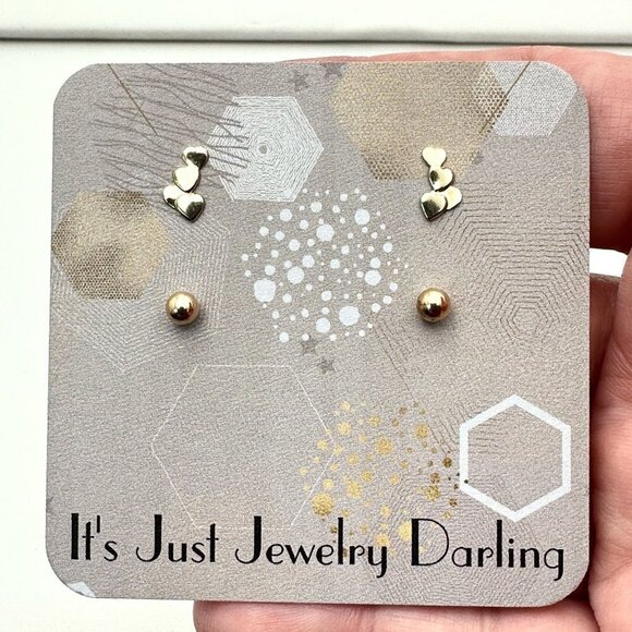 Womens Earrings 14K Yellow Gold Pair of Studs Pierced Gift Idea for Her Estate - Picture 1 of 5